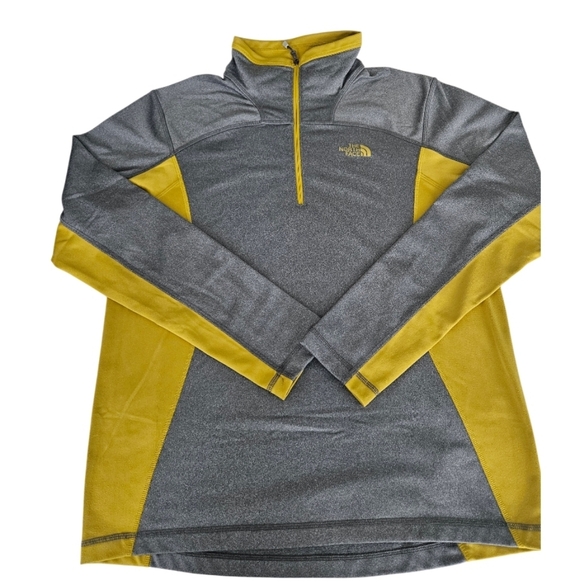The North Face Men's Pullover Haft Zip Two Tone Mustard Yellow & Gray - Picture 4 of 8